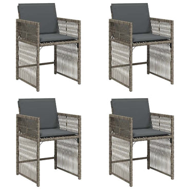 vidaXL Gartenstühle mit Kissen 4 Stk. Grau Poly Rattan