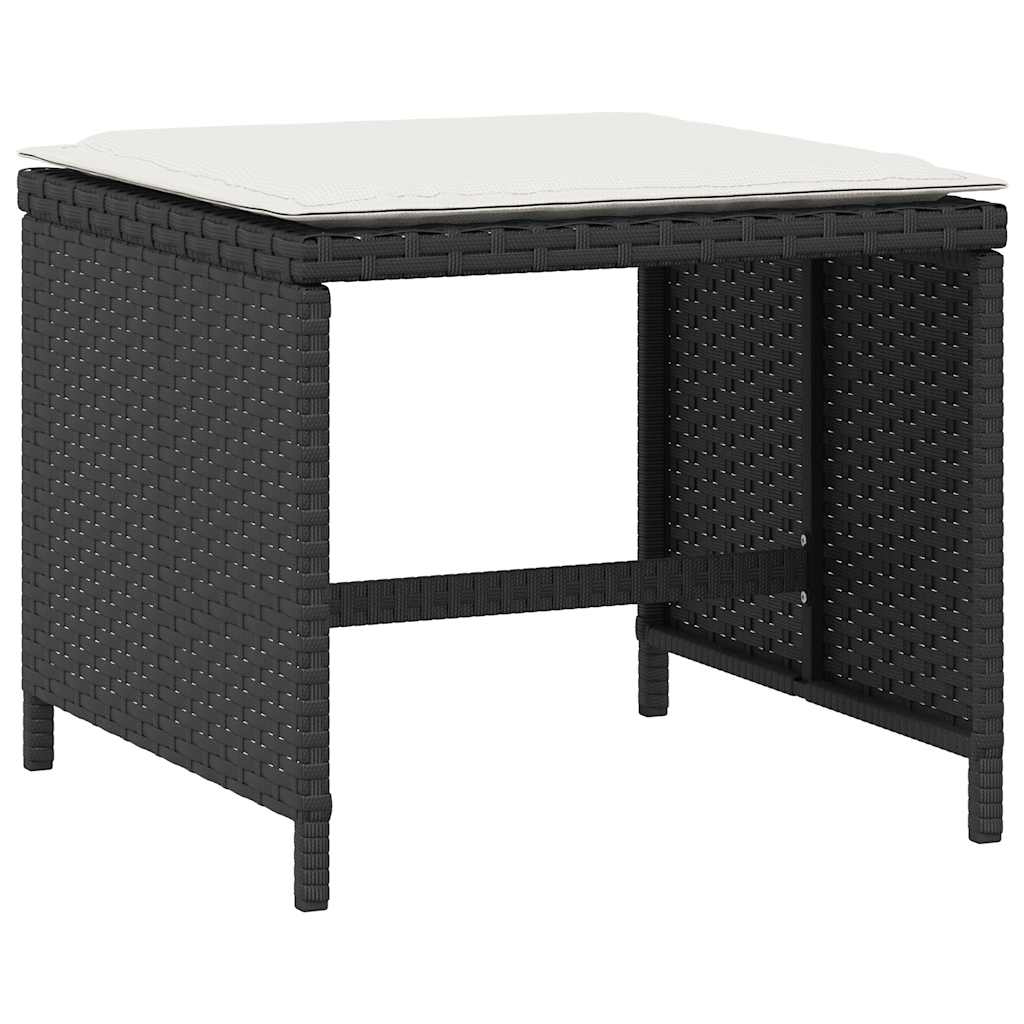 vidaXL 5-tlg. Garten-Essgruppe mit Kissen Schwarz Poly Rattan