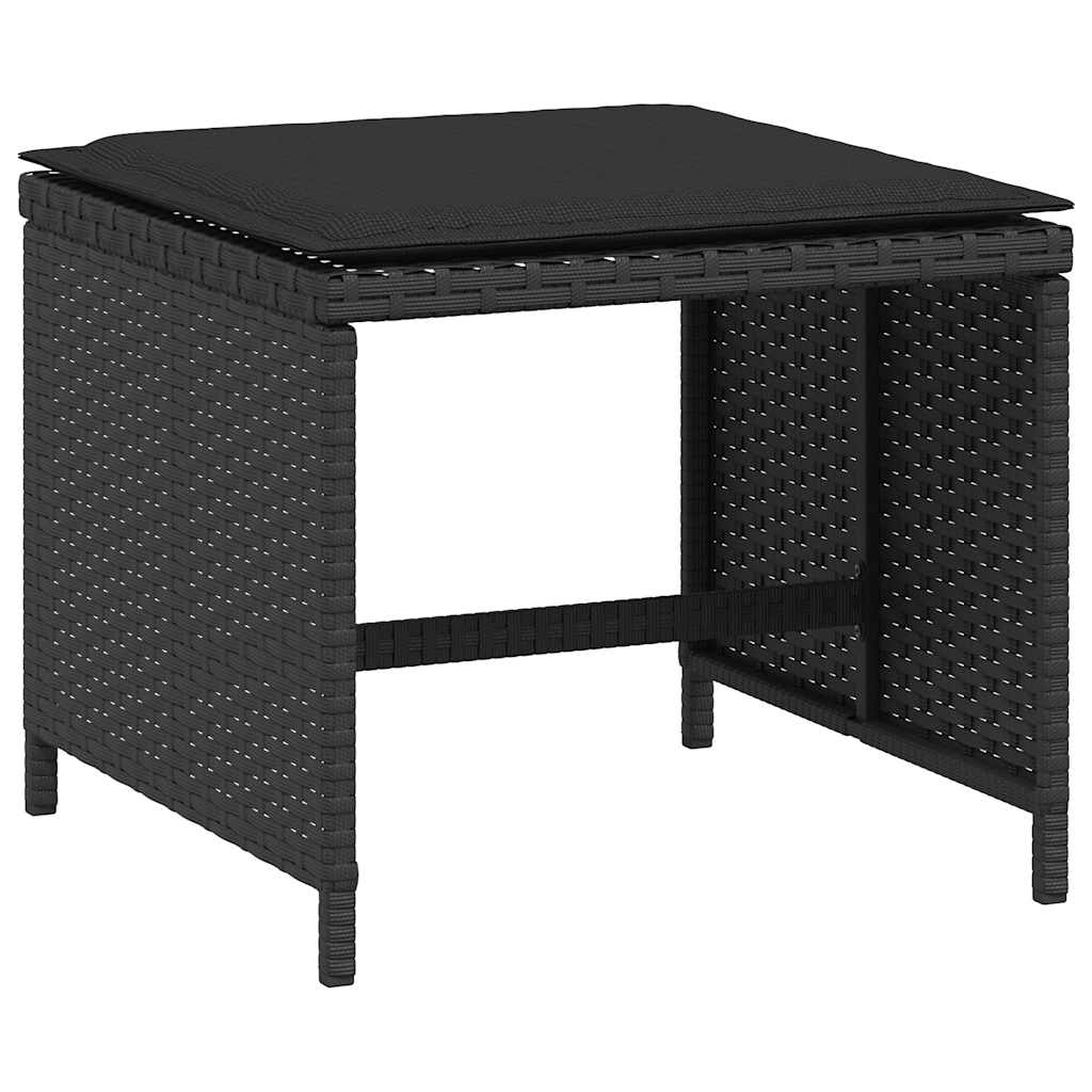 vidaXL 5-tlg. Garten-Essgruppe mit Kissen Schwarz Poly Rattan