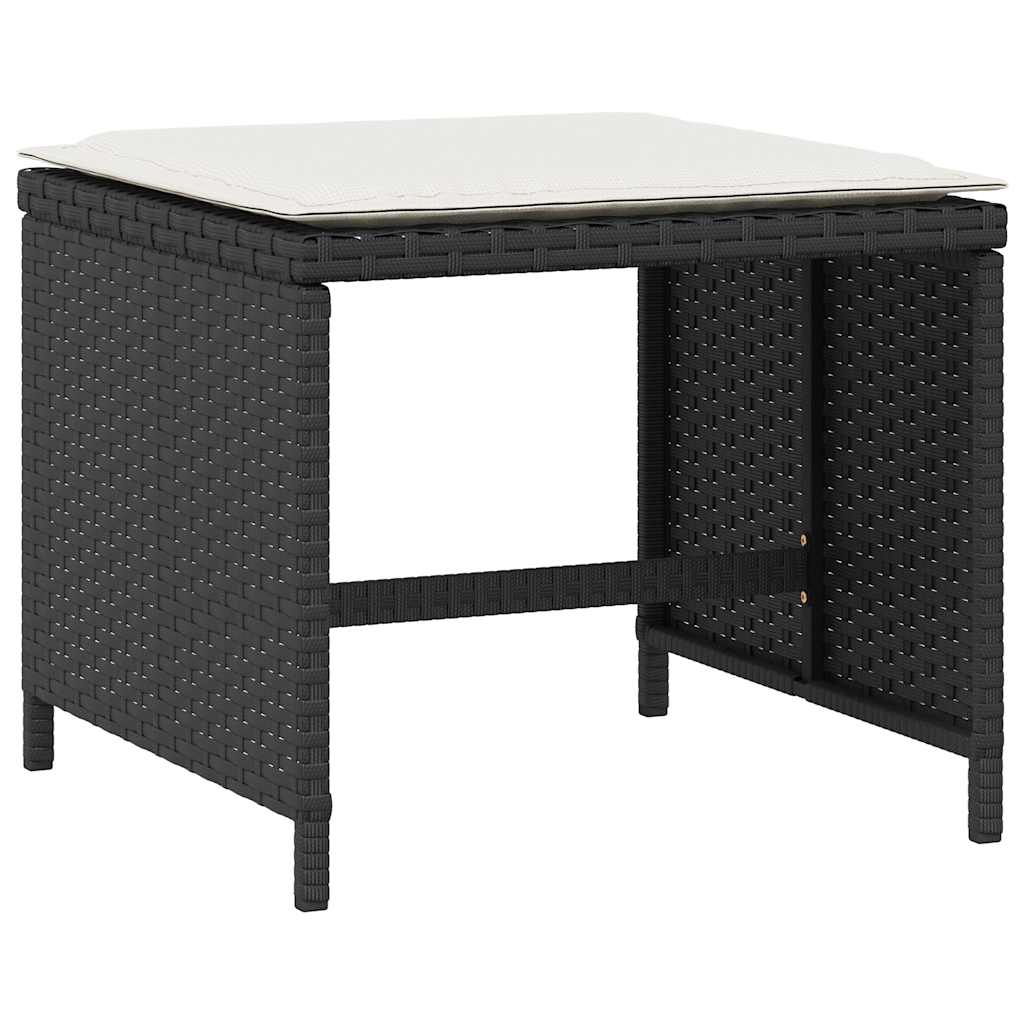 vidaXL 5-tlg. Garten-Essgruppe mit Kissen Schwarz Poly Rattan