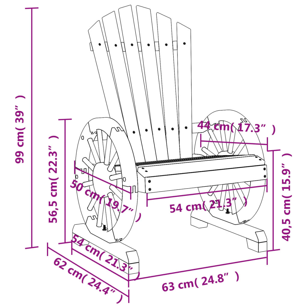 vidaXL Chaises de jardin Adirondack 2 pcs Bois de sapin massif