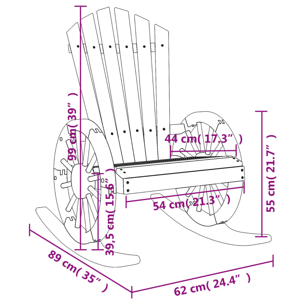 vidaXL Fauteuil à bascule Adirondack en bois de sapin massif