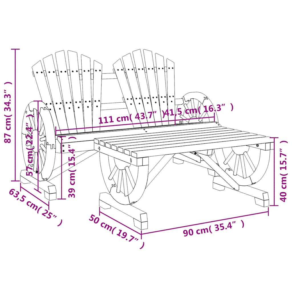 vidaXL 2-tlg. Garten-Lounge-Set Massivholz Tanne