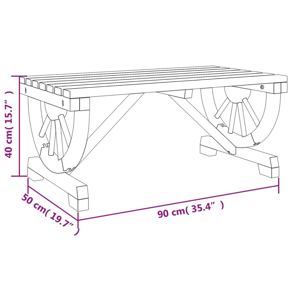 vidaXL Garten-Couchtisch 90x50x40 cm Massivholz Tanne