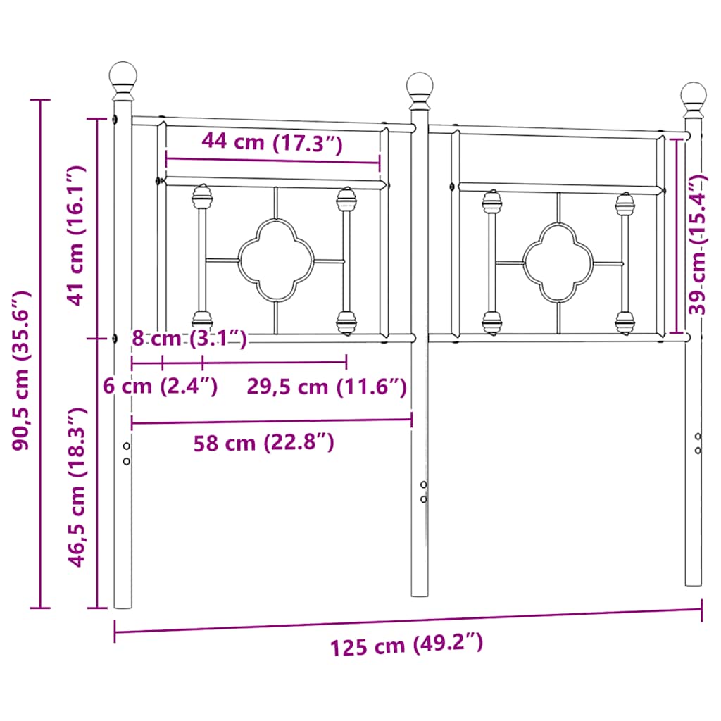 vidaXL Ersatz-Kopfteil Metall Schwarz 120 cm