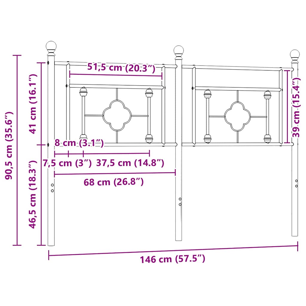 Ersatz-Kopfteil Metall Schwarz 140 cm