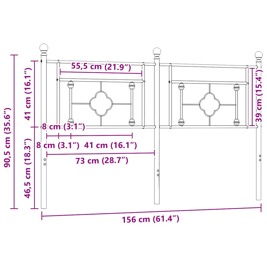 vidaXL Ersatz-Kopfteil Metall Weiß 150 cm