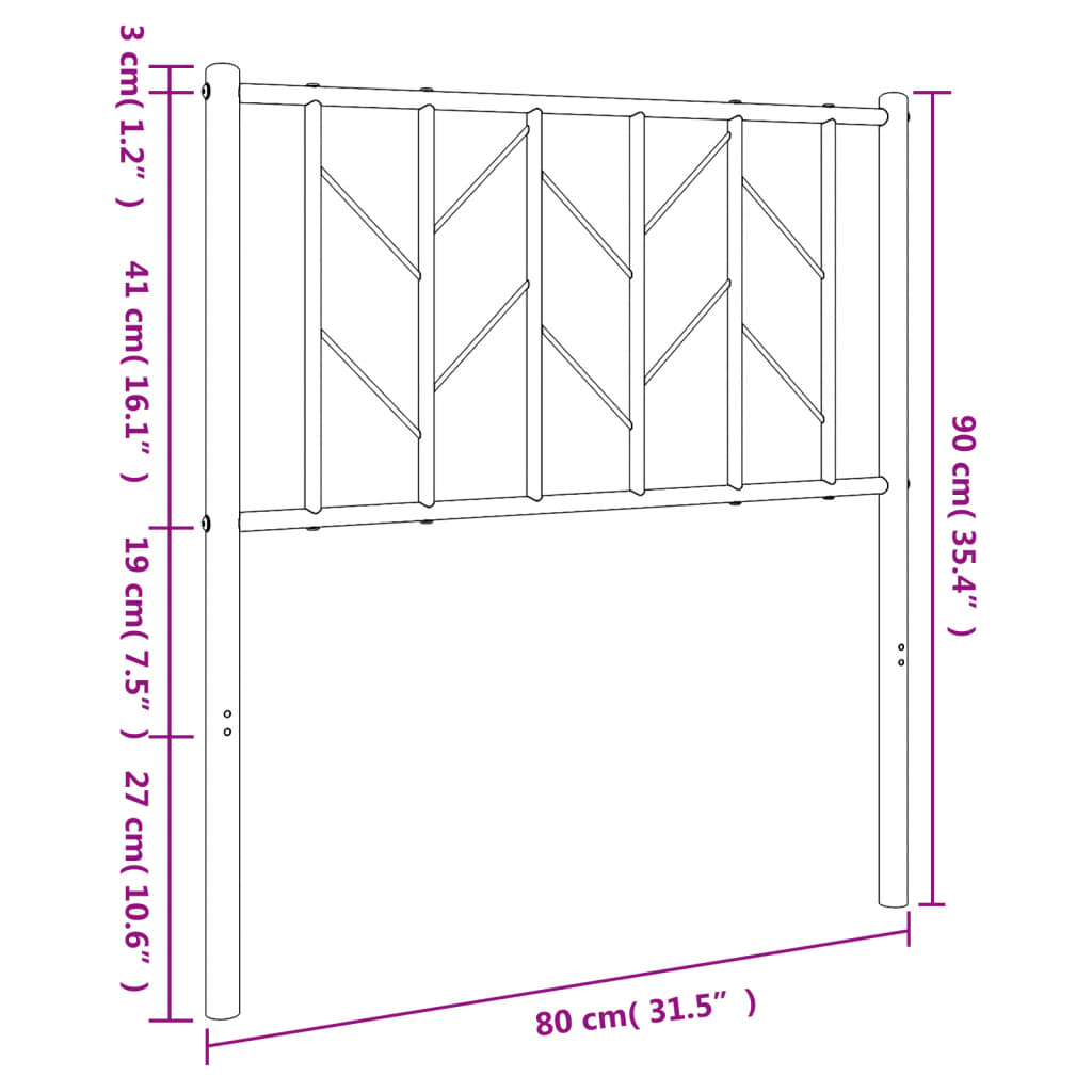 vidaXL Ersatz-Kopfteil Metall Weiß 75 cm