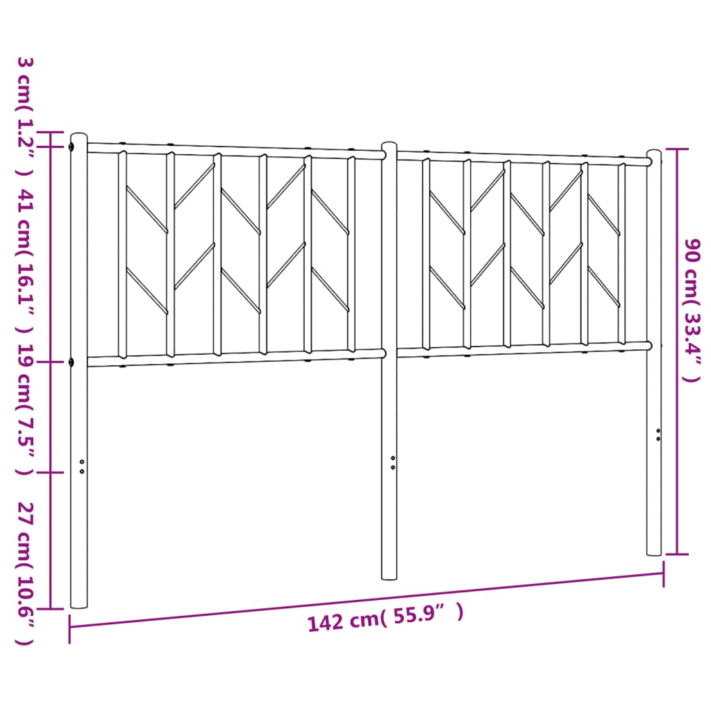 vidaXL Ersatz-Kopfteil Metall Weiß 135 cm
