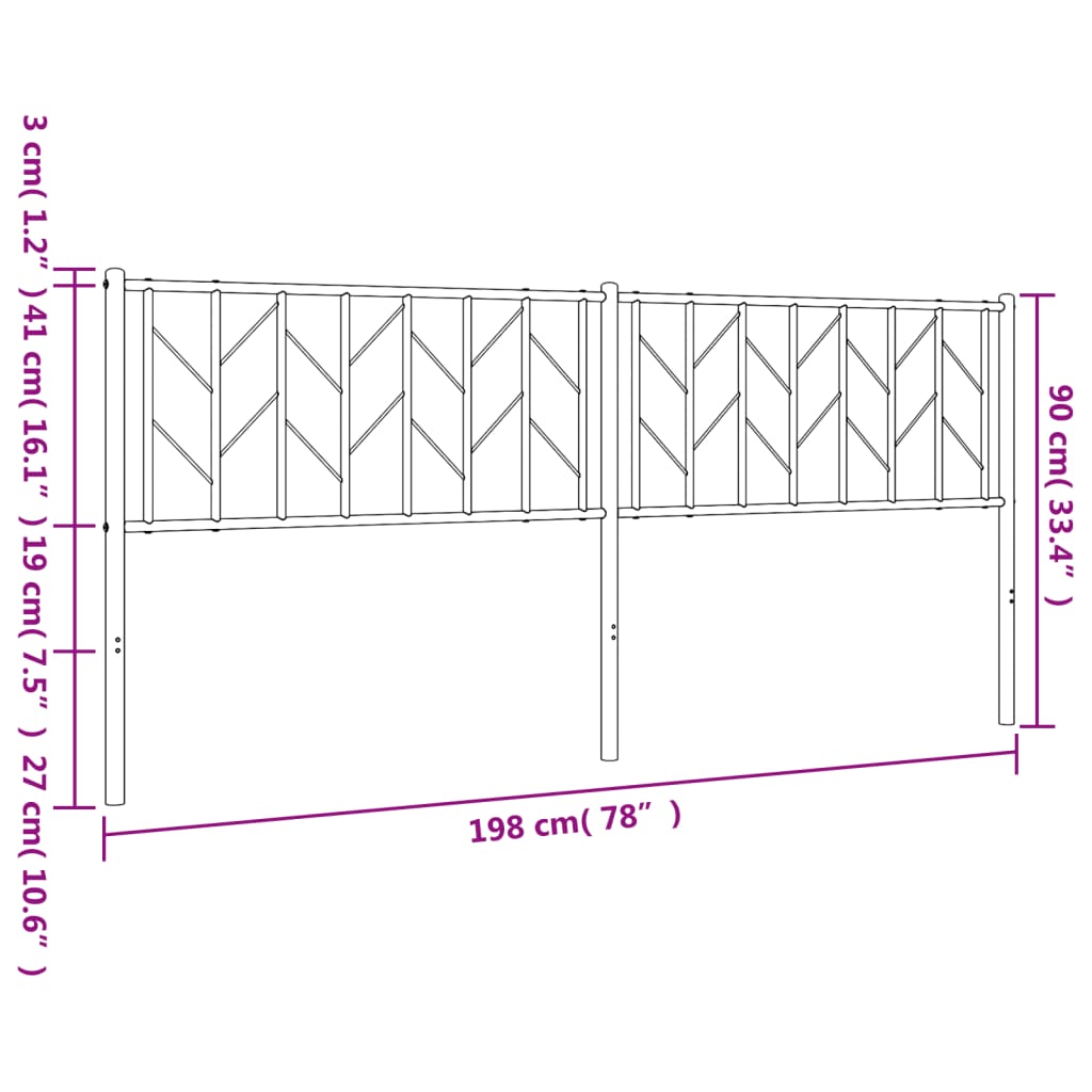 vidaXL Ersatz-Kopfteil Metall Weiß 193 cm