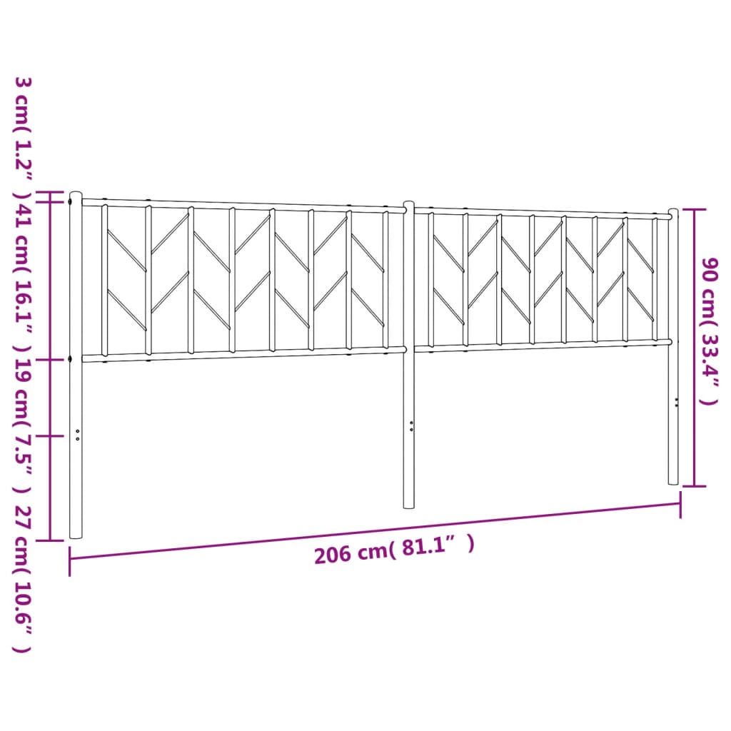 vidaXL Ersatz-Kopfteil Metall Weiß 200 cm