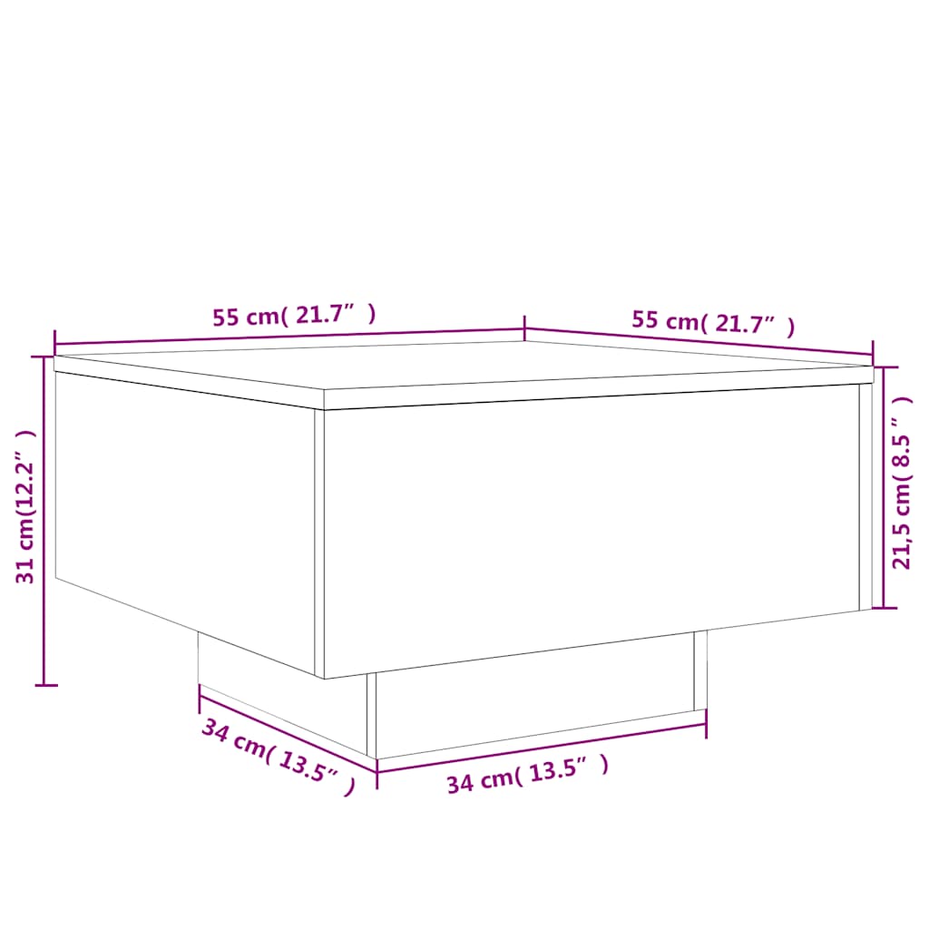 vidaXL Table basse noire 55x55x31 cm en bois d'ingénierie