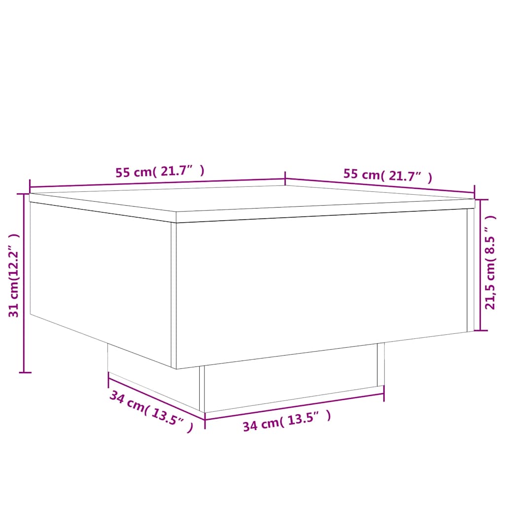 vidaXL Table basse chêne sonoma 55x55x31 cm en bois d'ingénierie