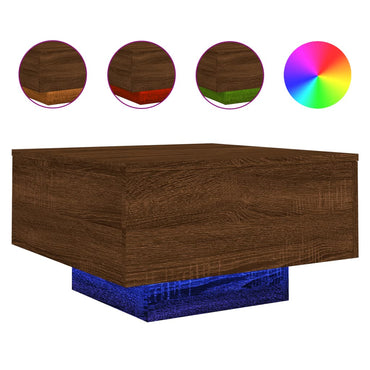 vidaXL Table basse avec lumières LED Chêne marron 55x55x31 cm