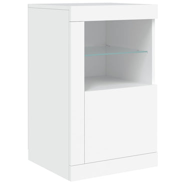vidaXL Beistellschrank mit LED-Leuchten Weiß Holzwerkstoff