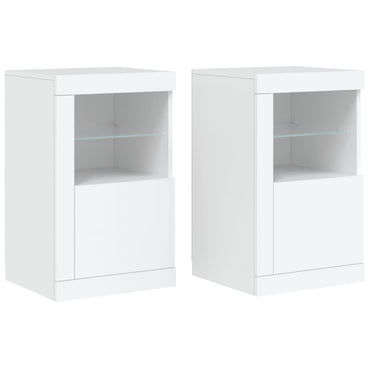 vidaXL Armoires d'appoint avec lumières LED 2 pcs Blanc Bois d'ingénierie