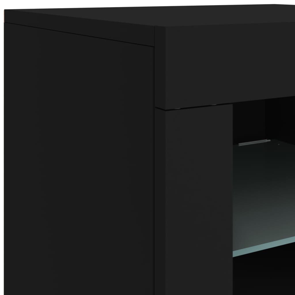 vidaXL Commodes avec lumières LED 2 pcs Noir Bois d'ingénierie