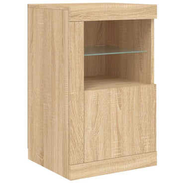 vidaXL Beistellschrank mit LED-Leuchten Sonoma Eiche Holzwerkstoff