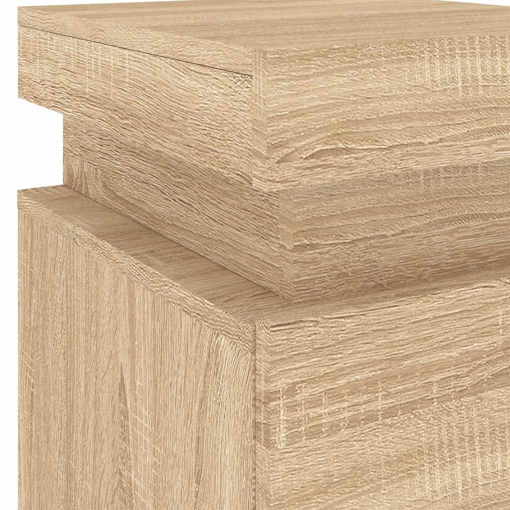 vidaXL Nachttische mit LED-Leuchten 2 Stk. Sonoma Eiche 35x39x55 cm