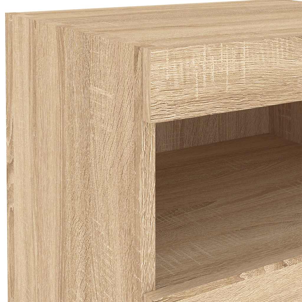 vidaXL Nachttische mit LED-Leuchten 2 Stk. Sonoma Eiche 50x40x45 cm