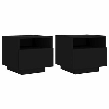 vidaXL Nachttische mit LED-Leuchten 2 Stk. Schwarz 40x39x37 cm