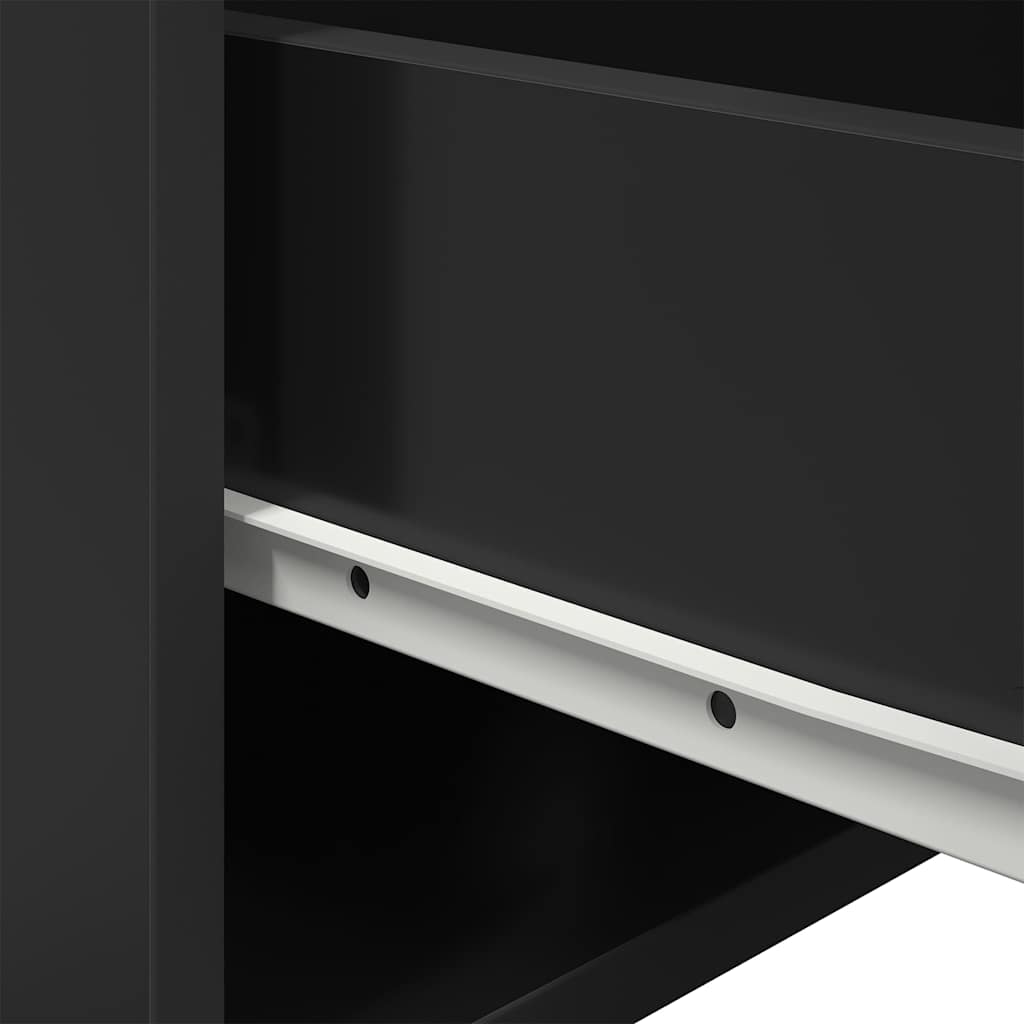 vidaXL Wand-Nachttisch mit LED-Leuchten Schwarz