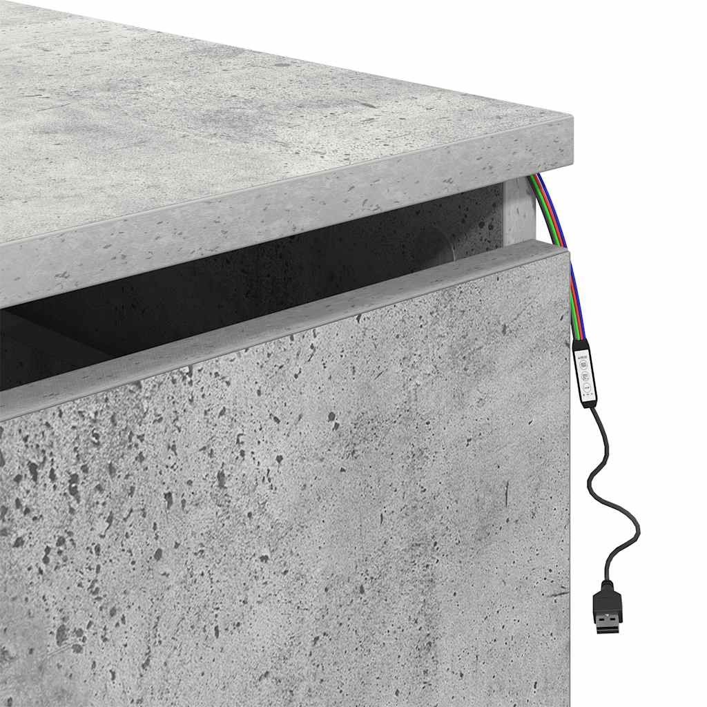 vidaXL Wand-Nachttische mit LED-Leuchten 2 Stk. Betongrau