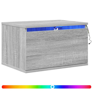 vidaXL Wand-Nachttisch mit LED-Leuchten Grau Sonoma