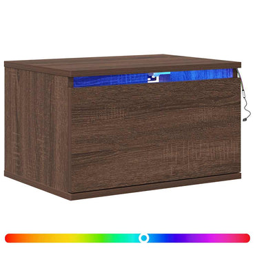 vidaXL Wand-Nachttische mit LED-Leuchten 2 Stk. Braun Eichen-Optik