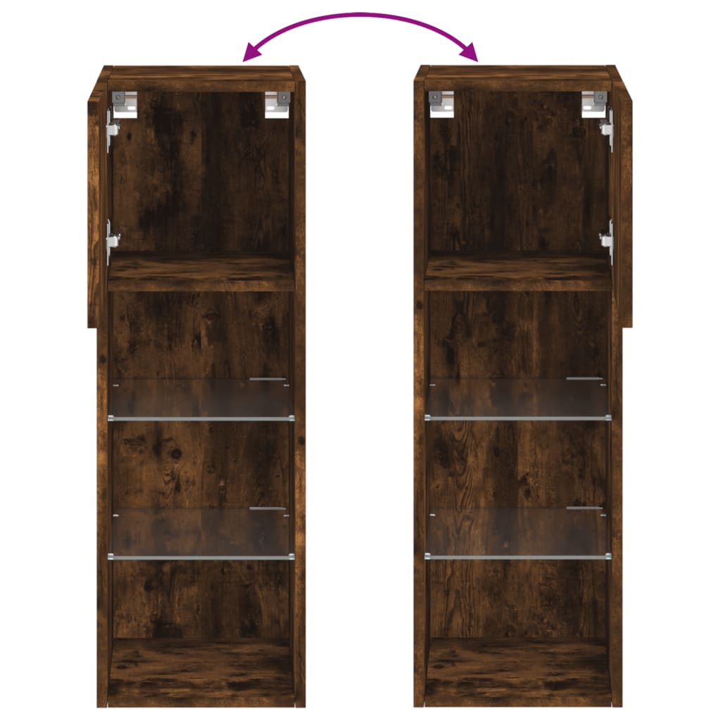 vidaXL TV-Schrank mit LED-Leuchten Räuchereiche 30,5x30x90 cm