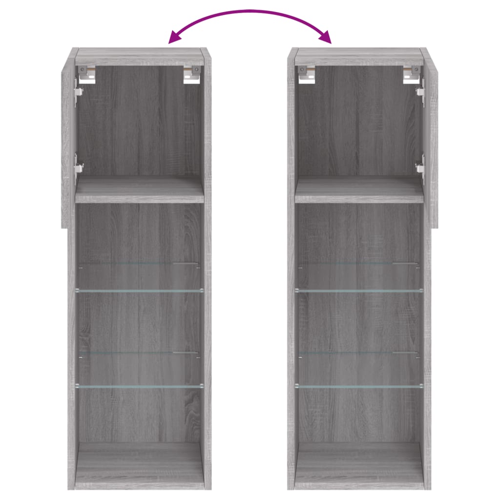 vidaXL TV-Schrank mit LED-Leuchten Grau Sonoma 30,5x30x90 cm