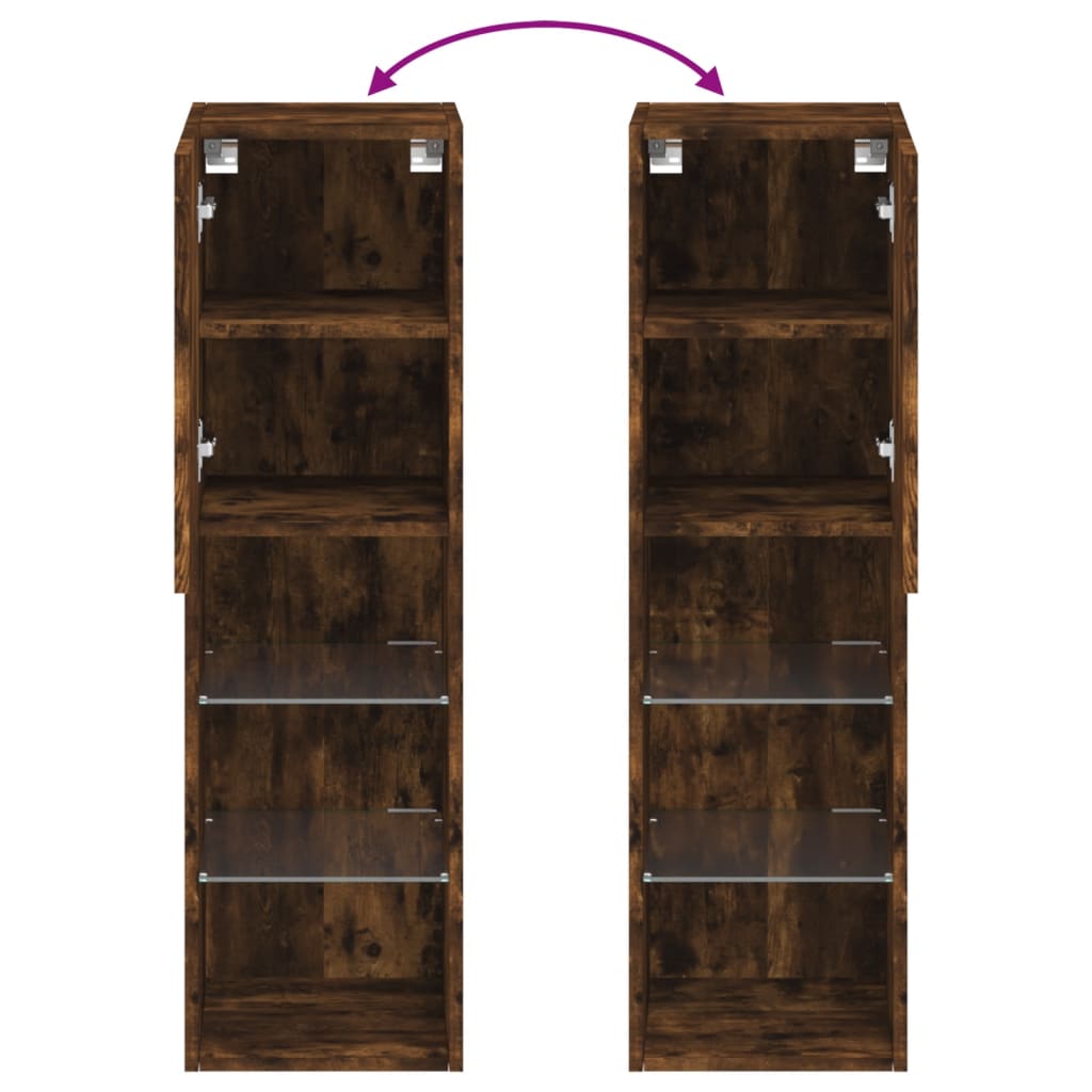 vidaXL TV-Schrank mit LED-Leuchten Räuchereiche 30,5x30x102 cm