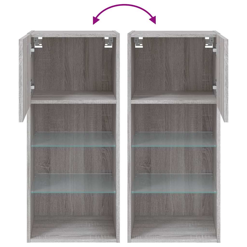 Meuble TV vidaXL avec lumières LED gris Sonoma 40,5x30x90 cm