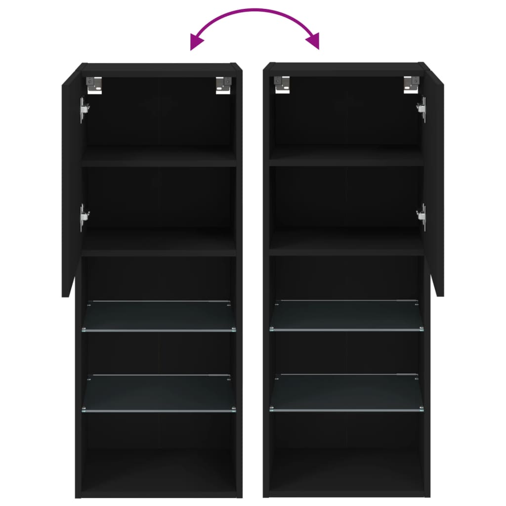 vidaXL TV-Schrank mit LED-Leuchten Schwarz 40,5x30x102 cm