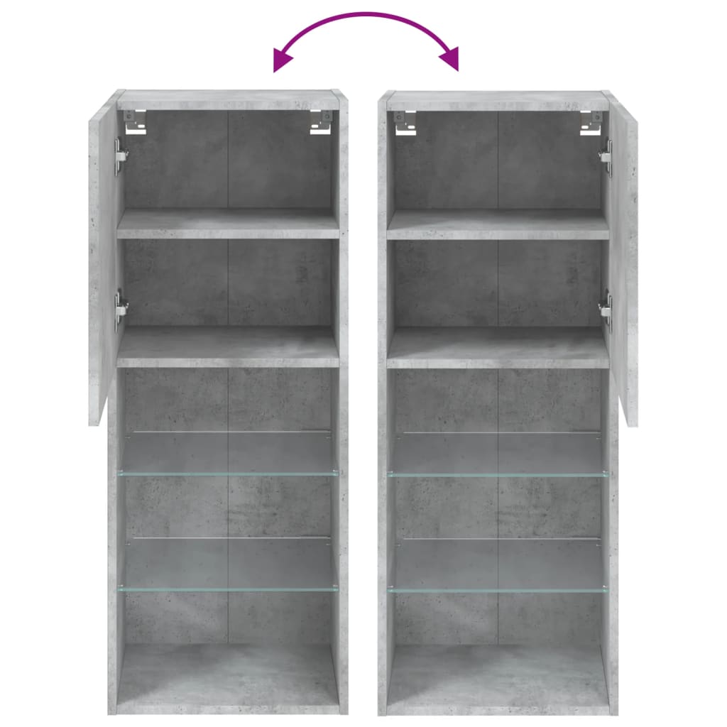 vidaXL TV-Schrank mit LED-Leuchten Betongrau 40,5x30x102 cm