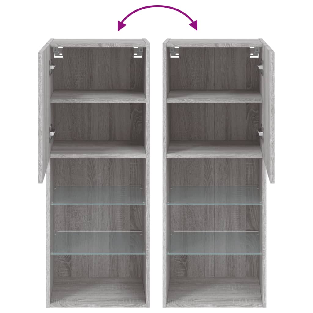 vidaXL TV-Schrank mit LED-Leuchten Grau Sonoma 40,5x30x102 cm