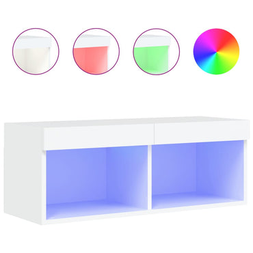 Meuble TV vidaXL avec lumières LED Blanc 80x30x30 cm
