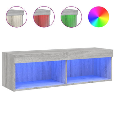 vidaXL TV-Schrank mit LED-Leuchten Grau Sonoma 100x30x30 cm