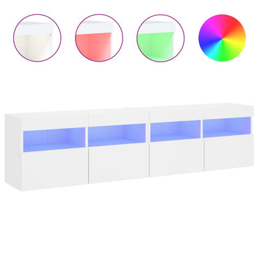vidaXL TV-Wandschränke mit LED-Leuchten 2 Stk. Weiß 80x30x40 cm