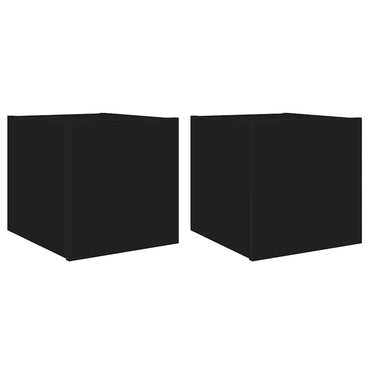 vidaXL TV-Wandschränke mit LED-Leuchten 2 Stk. Schwarz 30,5x35x30 cm