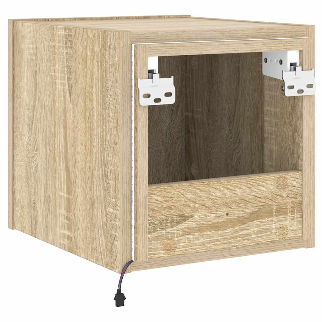 TV-Wandschrank mit LED-Leuchten Sonoma-Eiche 30,5x35x30 cm
