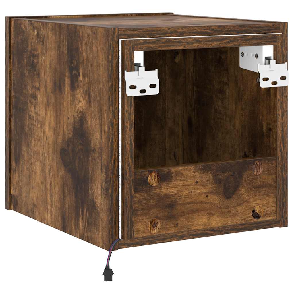 TV-Wandschrank mit LED-Leuchten Räuchereiche 30,5x35x30 cm