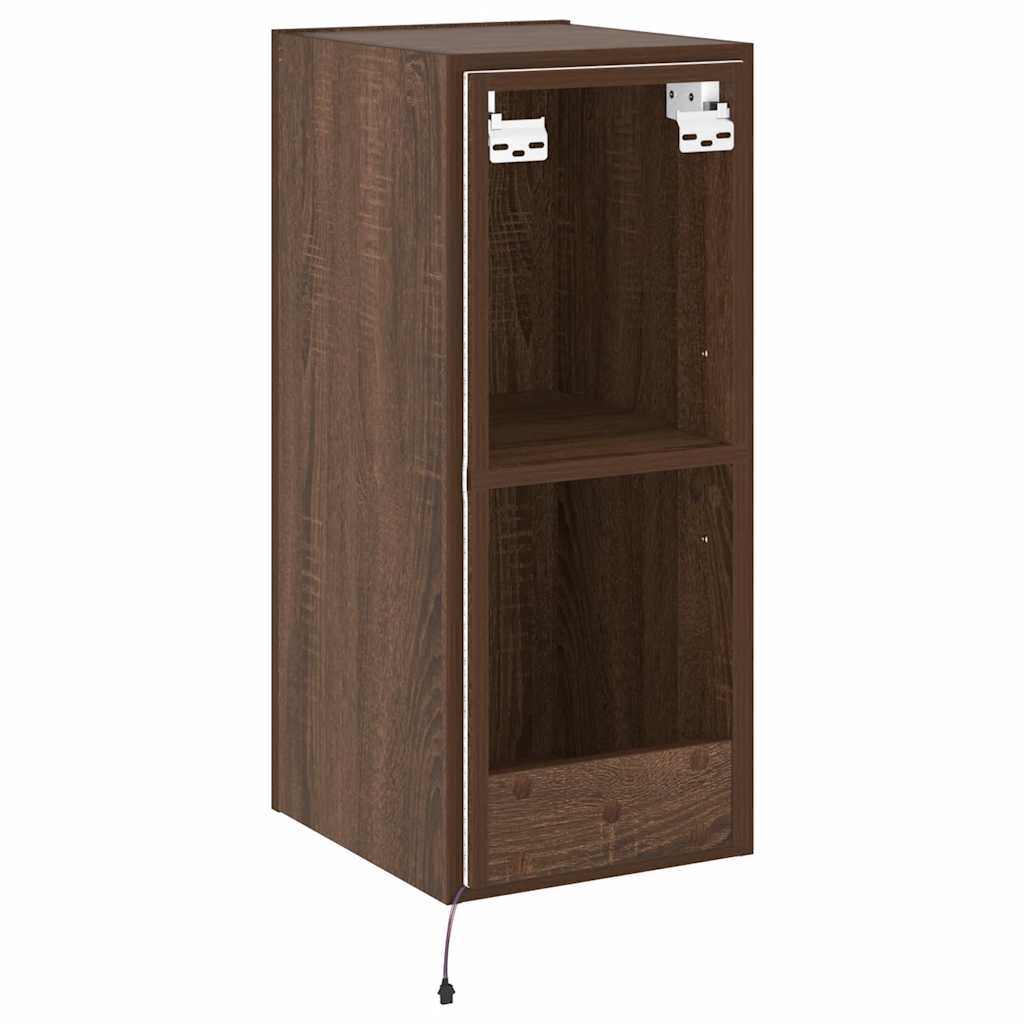 TV-Wandschrank mit LED-Leuchten Braun Eichen-Optik 30,5x35x70cm