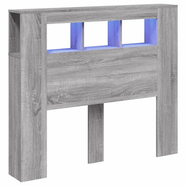 vidaXL LED-Kopfteil Grau Sonoma 120x18,5x103,5 cm Holzwerkstoff