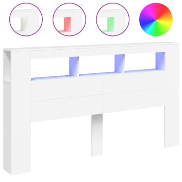 vidaXL LED-Kopfteil Weiß 180x18,5x103,5 cm Holzwerkstoff
