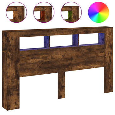 vidaXL LED-Kopfteil Räuchereiche 180x18,5x103,5 cm Holzwerkstoff