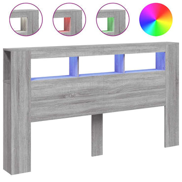 vidaXL LED-Kopfteil Grau Sonoma 180x18,5x103,5 cm Holzwerkstoff