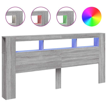 vidaXL LED-Kopfteil Grau Sonoma 220x18,5x103,5 cm Holzwerkstoff