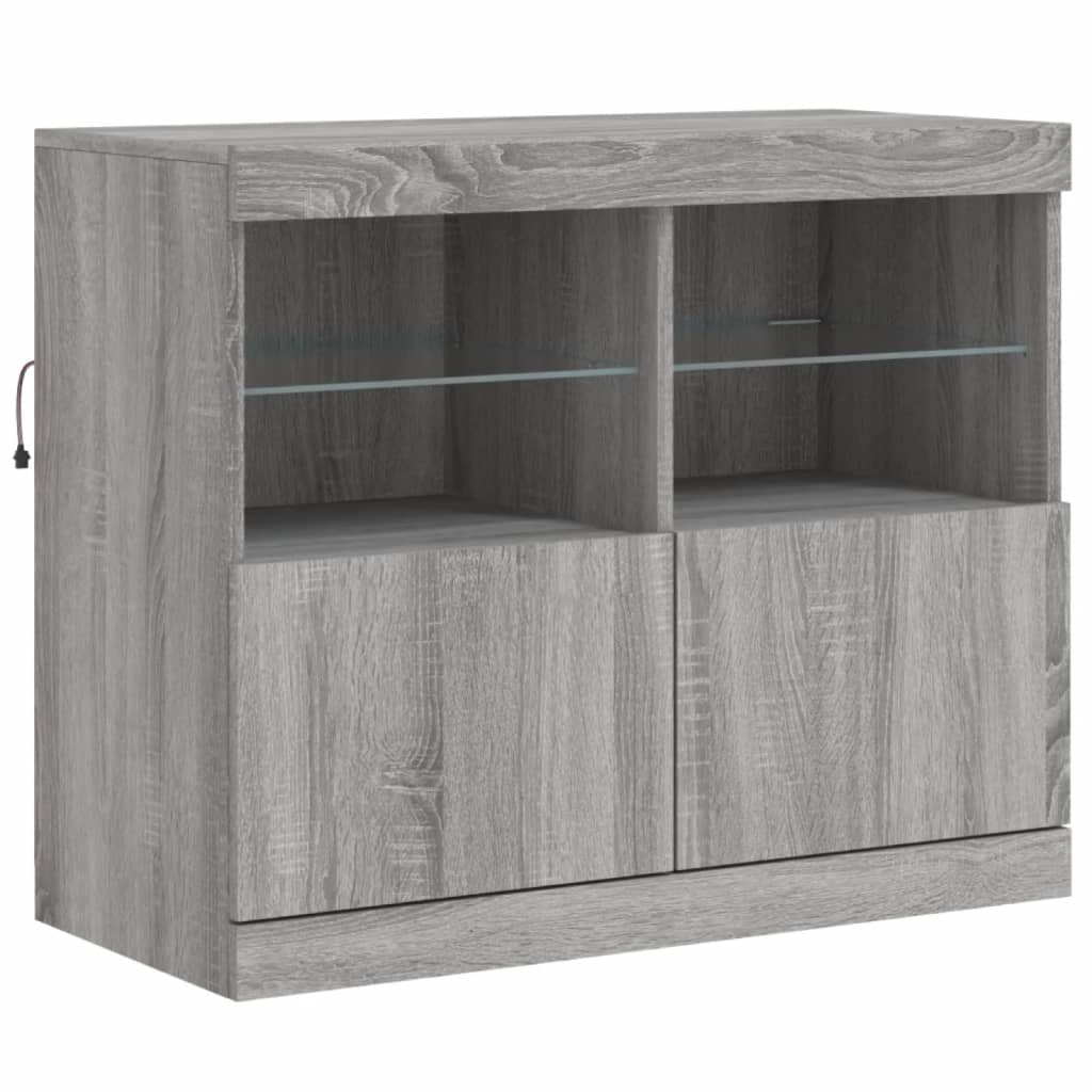 vidaXL Sideboard mit LED-Leuchten Grau Sonoma 283x37x67 cm