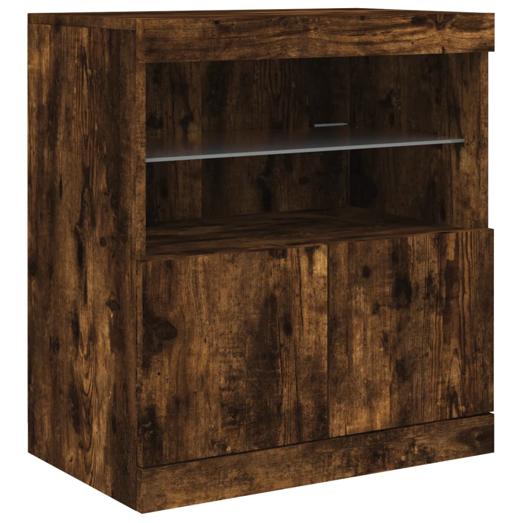vidaXL Sideboard mit LED-Leuchten Räuchereiche 283x37x67 cm